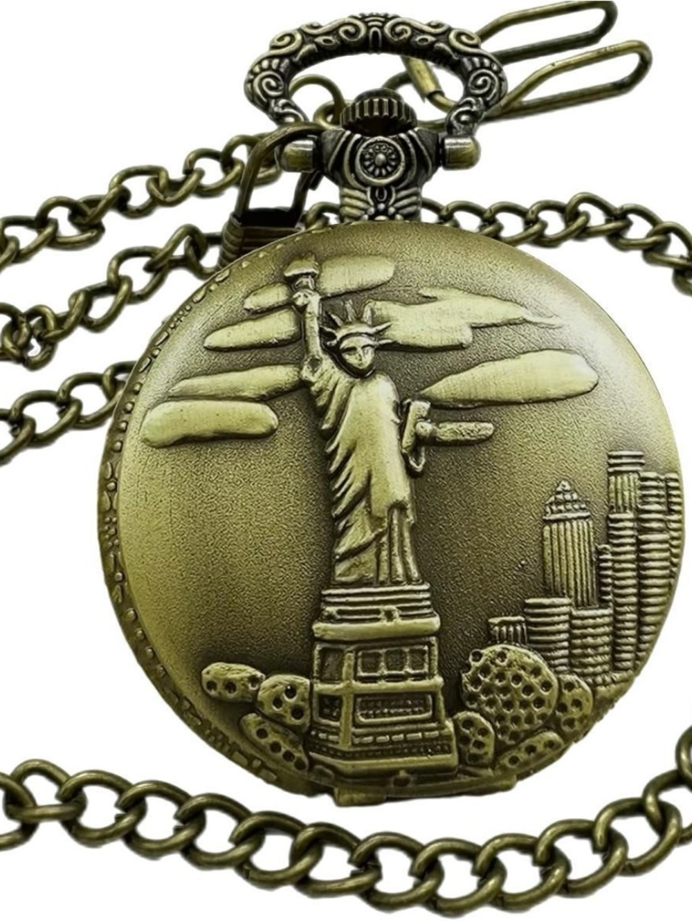 Invicta Brass-Tone Statue of Liberty Pocket Watch